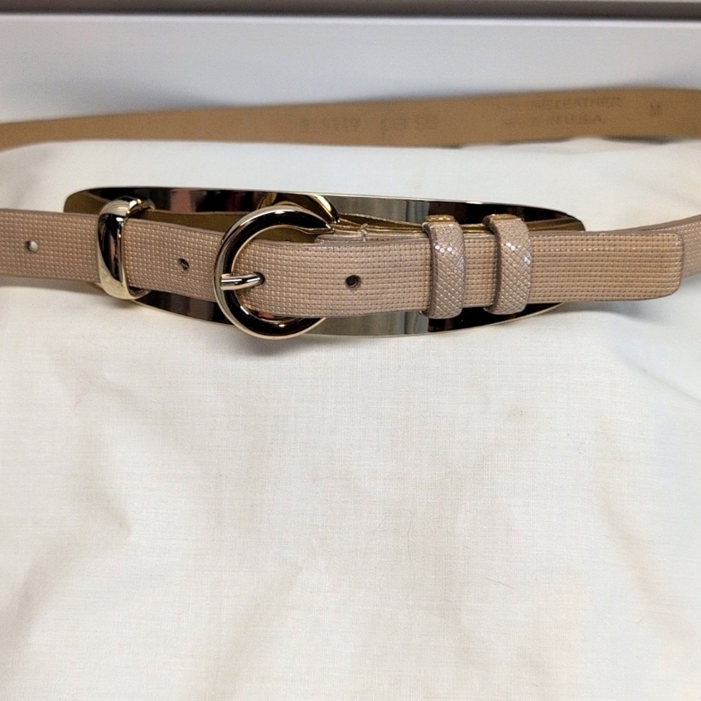 Per Se Elegant Gold buckle leather belt Size M  NWOT